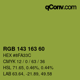 カラーコード: RGB 143 163 60 | qconv.com