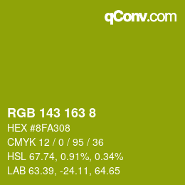 カラーコード: RGB 143 163 8 | qconv.com