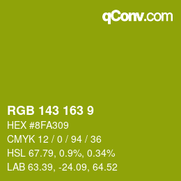 Color code: RGB 143 163 9 | qconv.com