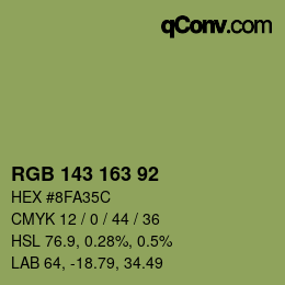 颜色代码: RGB 143 163 92 | qconv.com