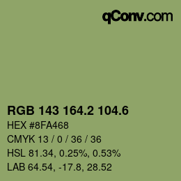 カラーコード: RGB 143 164.2 104.6 | qconv.com