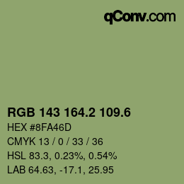 カラーコード: RGB 143 164.2 109.6 | qconv.com