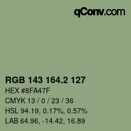 カラーコード: RGB 143 164.2 127 | qconv.com