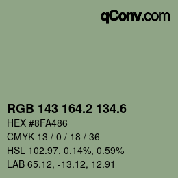 カラーコード: RGB 143 164.2 134.6 | qconv.com