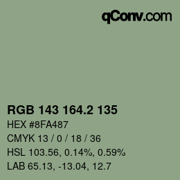 カラーコード: RGB 143 164.2 135 | qconv.com