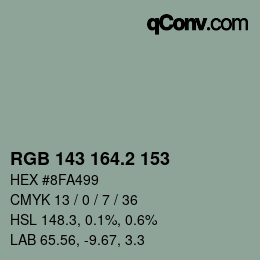 カラーコード: RGB 143 164.2 153 | qconv.com
