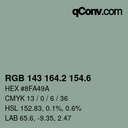 カラーコード: RGB 143 164.2 154.6 | qconv.com