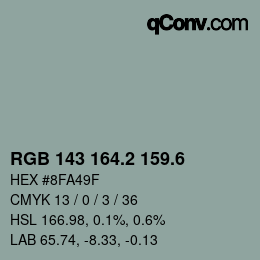 カラーコード: RGB 143 164.2 159.6 | qconv.com