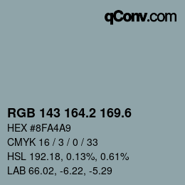 カラーコード: RGB 143 164.2 169.6 | qconv.com