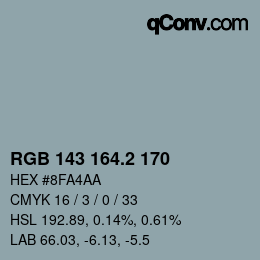 カラーコード: RGB 143 164.2 170 | qconv.com