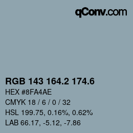 カラーコード: RGB 143 164.2 174.6 | qconv.com