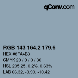 カラーコード: RGB 143 164.2 179.6 | qconv.com