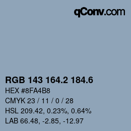 カラーコード: RGB 143 164.2 184.6 | qconv.com