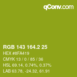 カラーコード: RGB 143 164.2 25 | qconv.com