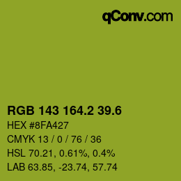 カラーコード: RGB 143 164.2 39.6 | qconv.com