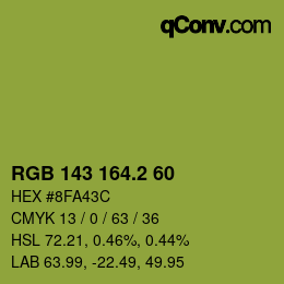 カラーコード: RGB 143 164.2 60 | qconv.com
