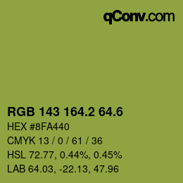 カラーコード: RGB 143 164.2 64.6 | qconv.com