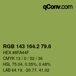 カラーコード: RGB 143 164.2 79.6 | qconv.com
