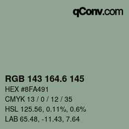 カラーコード: RGB 143 164.6 145 | qconv.com
