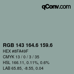 カラーコード: RGB 143 164.6 159.6 | qconv.com