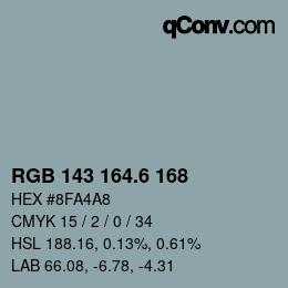 カラーコード: RGB 143 164.6 168 | qconv.com