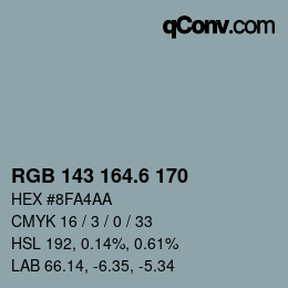 カラーコード: RGB 143 164.6 170 | qconv.com