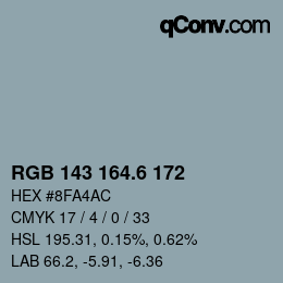 カラーコード: RGB 143 164.6 172 | qconv.com