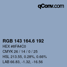 カラーコード: RGB 143 164.6 192 | qconv.com