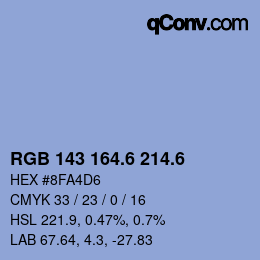 カラーコード: RGB 143 164.6 214.6 | qconv.com