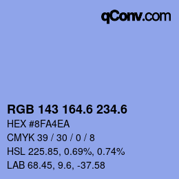 カラーコード: RGB 143 164.6 234.6 | qconv.com