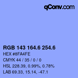 カラーコード: RGB 143 164.6 254.6 | qconv.com