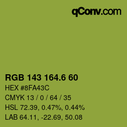 カラーコード: RGB 143 164.6 60 | qconv.com