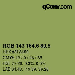 カラーコード: RGB 143 164.6 89.6 | qconv.com