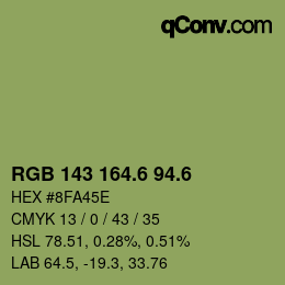 カラーコード: RGB 143 164.6 94.6 | qconv.com