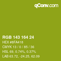Color code: RGB 143 164 24 | qconv.com