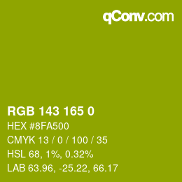 颜色代码: RGB 143 165 0 | qconv.com