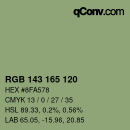 颜色代码: RGB 143 165 120 | qconv.com