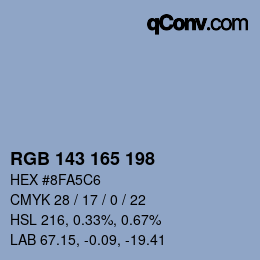 Color code: RGB 143 165 198 | qconv.com