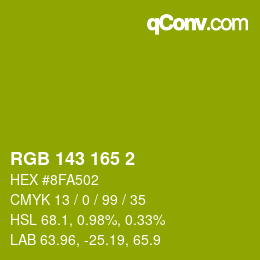 カラーコード: RGB 143 165 2 | qconv.com