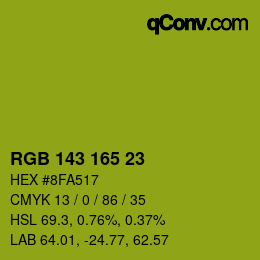 颜色代码: RGB 143 165 23 | qconv.com