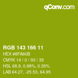 カラーコード: RGB 143 166 11 | qconv.com