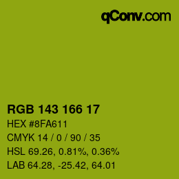 Color code: RGB 143 166 17 | qconv.com