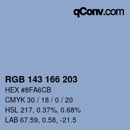 Color code: RGB 143 166 203 | qconv.com