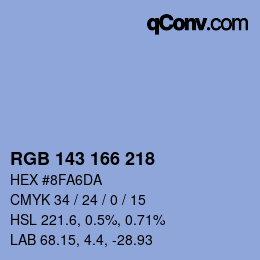 カラーコード: RGB 143 166 218 | qconv.com