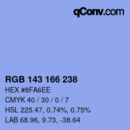 Color code: RGB 143 166 238 | qconv.com
