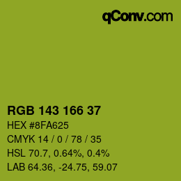 Color code: RGB 143 166 37 | qconv.com