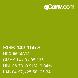 颜色代码: RGB 143 166 8 | qconv.com