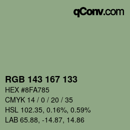 カラーコード: RGB 143 167 133 | qconv.com