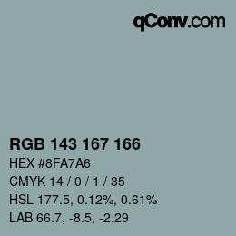 Color code: RGB 143 167 166 | qconv.com