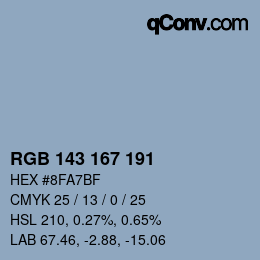 颜色代码: RGB 143 167 191 | qconv.com